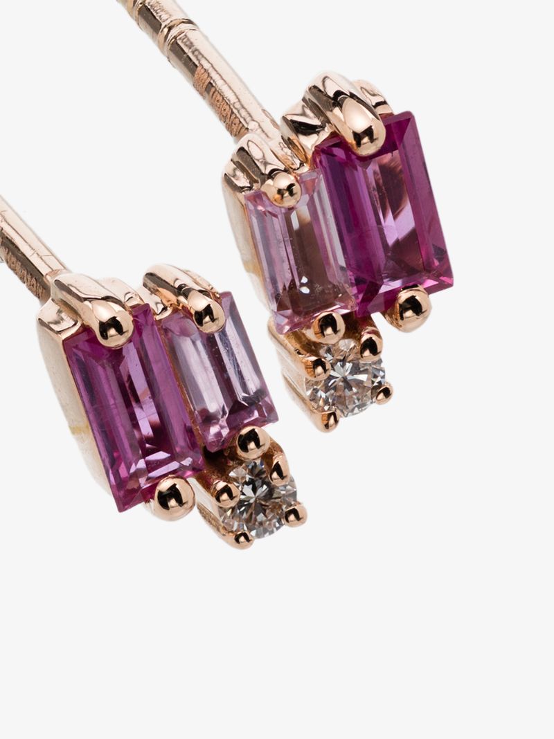 18k Rose Gold Sapphire and Diamond Stud Earrings