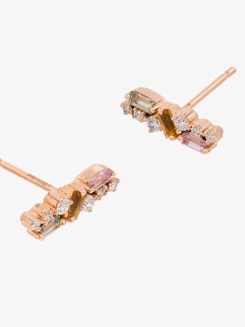 18k Rose Gold Sapphire and Diamond Stud Earrings