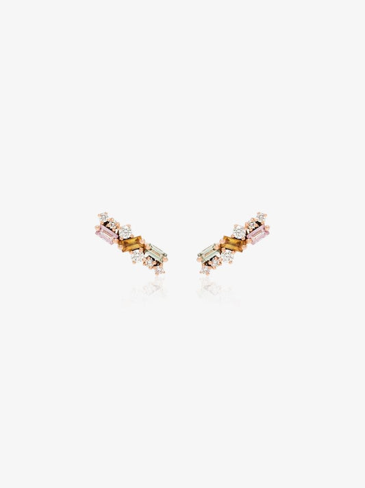 18k Rose Gold Sapphire and Diamond Stud Earrings