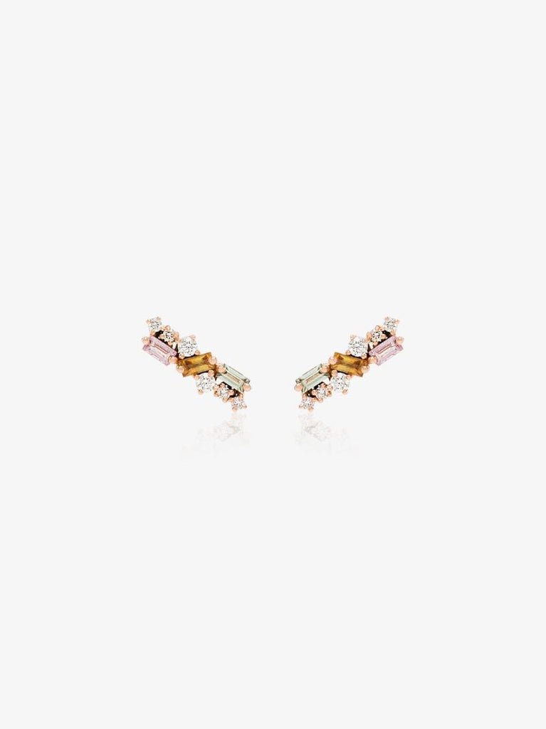 18k Rose Gold Sapphire and Diamond Stud Earrings