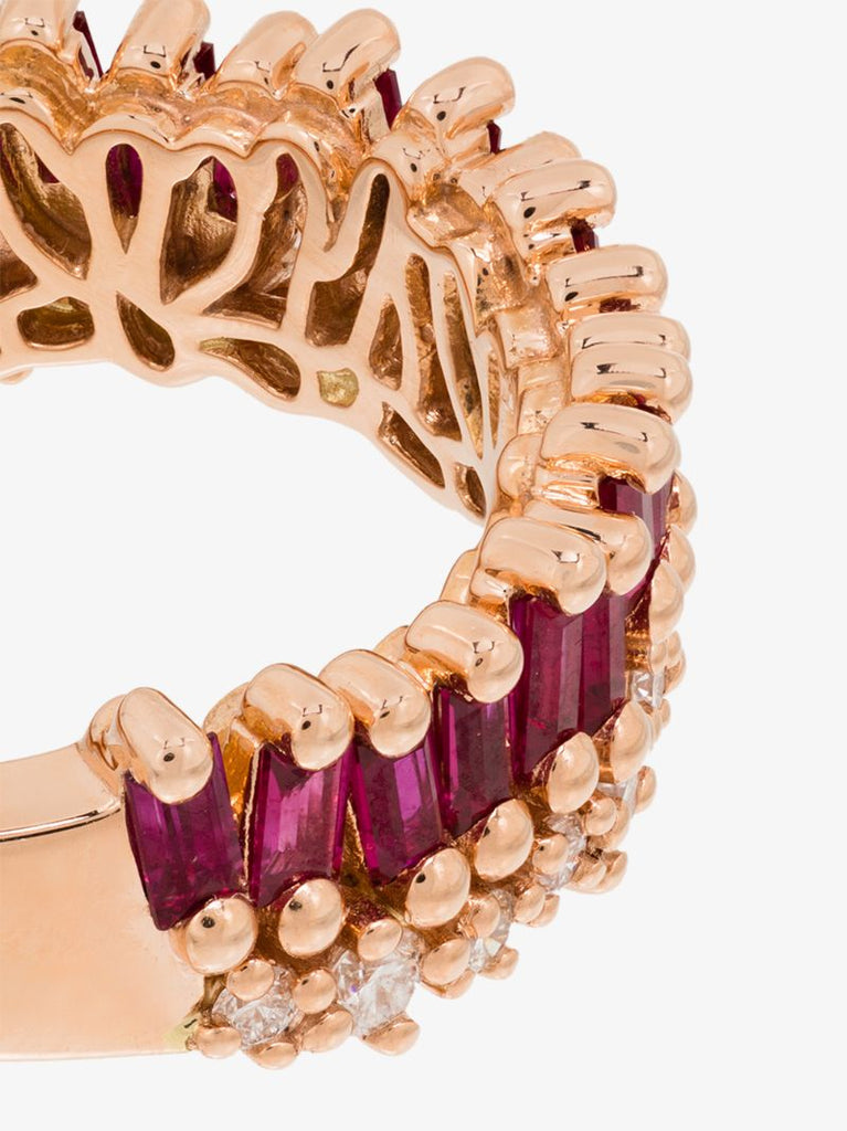 18kt Rose Gold Short Slack Ruby Half Band Ring