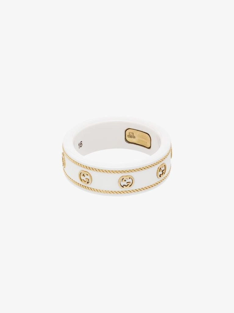18k Yellow Gold Gg Logo Ring