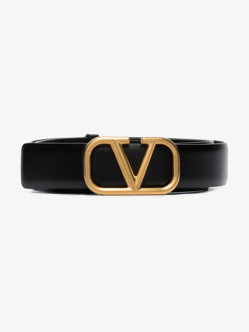 Black Classic Vlogo Leather Belt