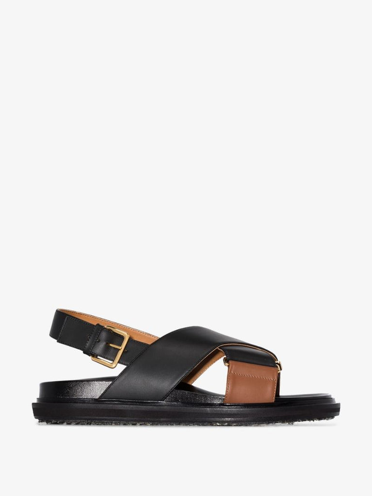 Black Fussbett Leather Sandals
