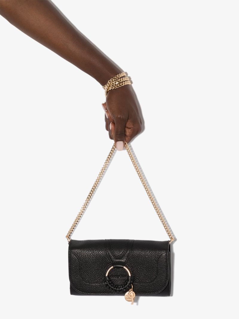 Black Hana Leather Chain Wallet Bag