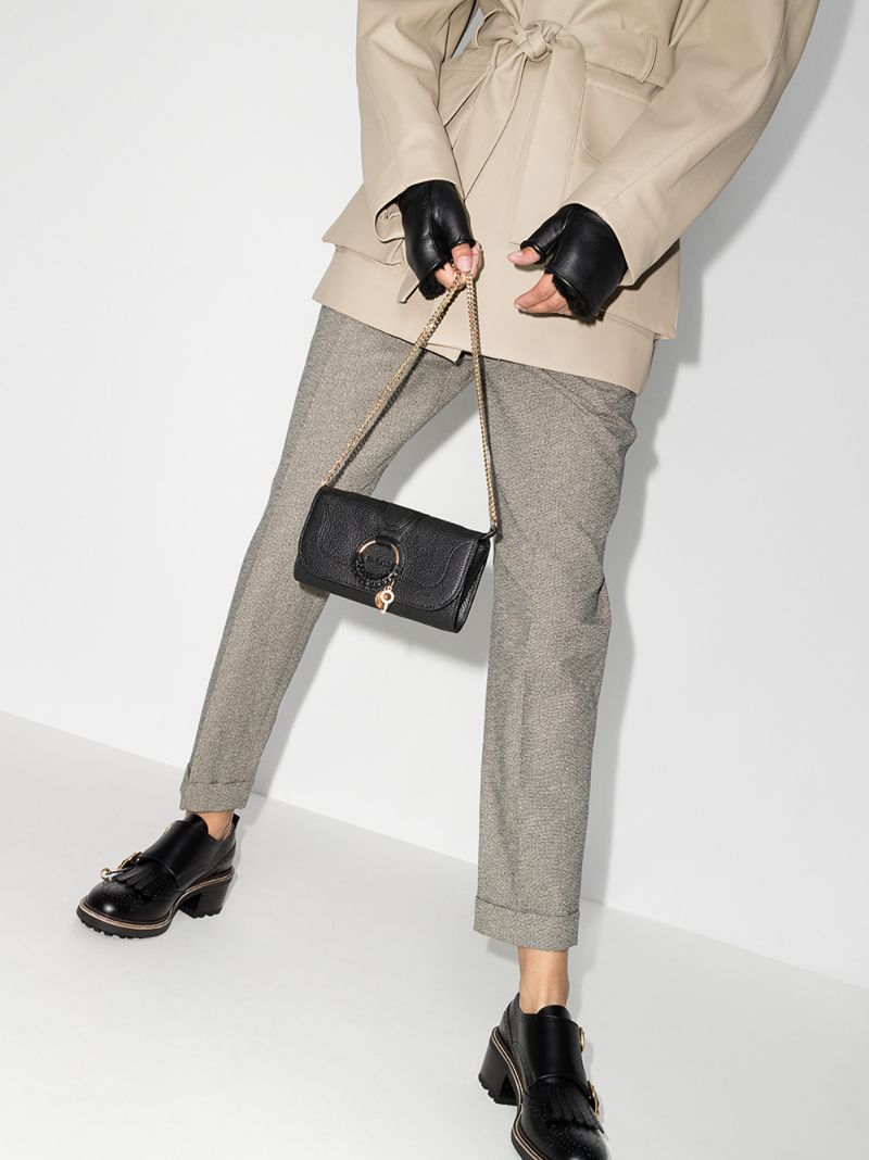 Black Hana Leather Chain Wallet Bag