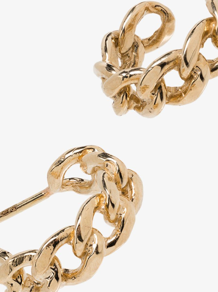 14k Yellow Gold Medium Curb Chain Huggie Hoop Earrings