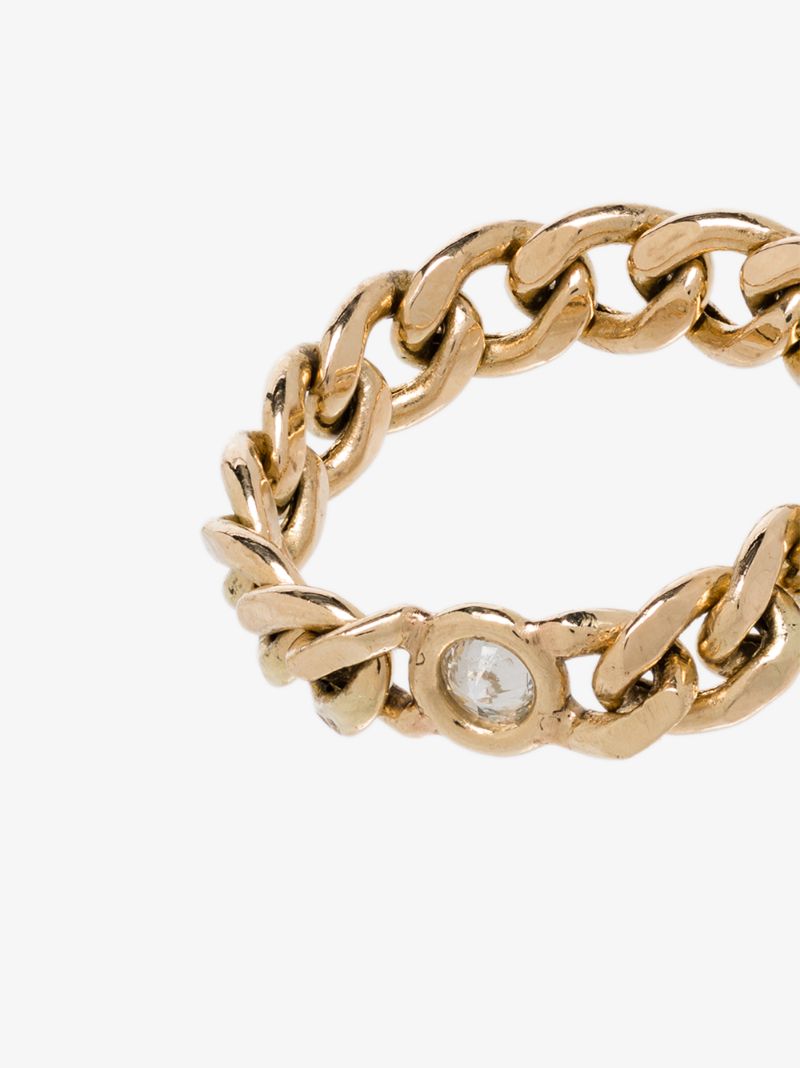 14k Yellow Gold Medium Curb Chain Diamond Ring
