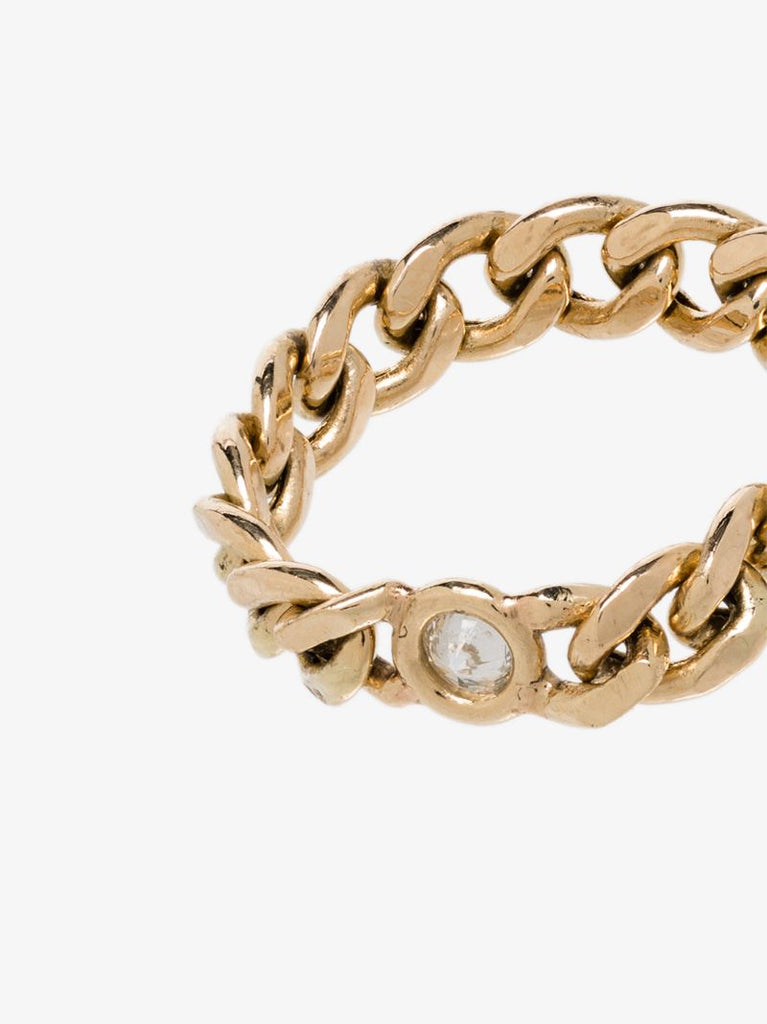 14k Yellow Gold Medium Curb Chain Diamond Ring