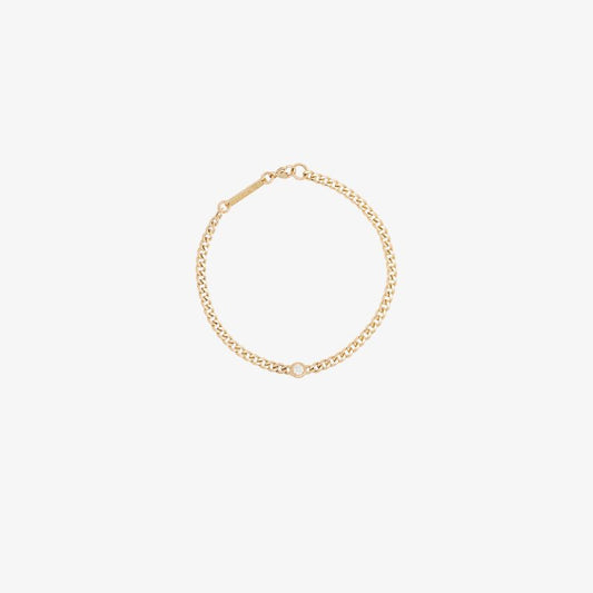 14k Yellow Gold Curb Chain Diamond Bracelet