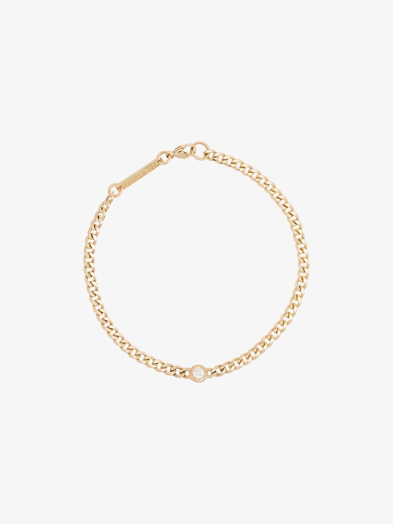 14k Yellow Gold Curb Chain Diamond Bracelet