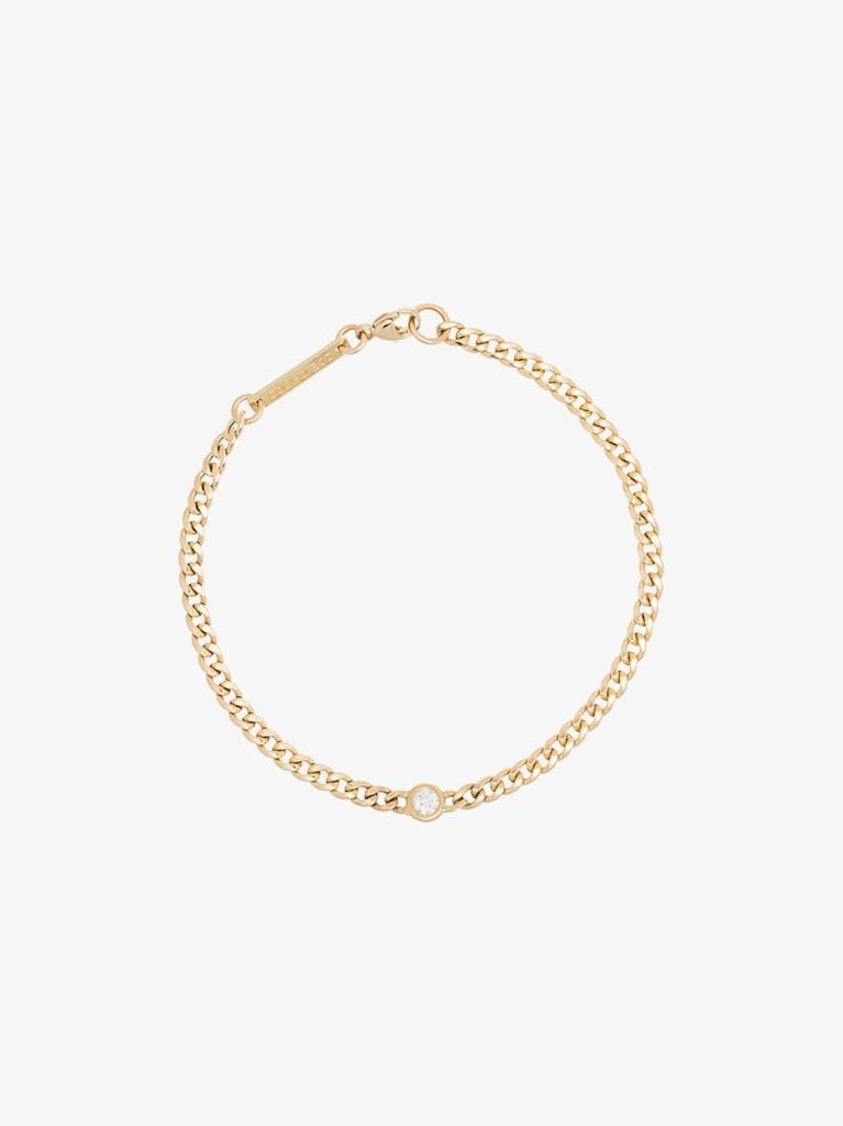 14k Yellow Gold Curb Chain Diamond Bracelet