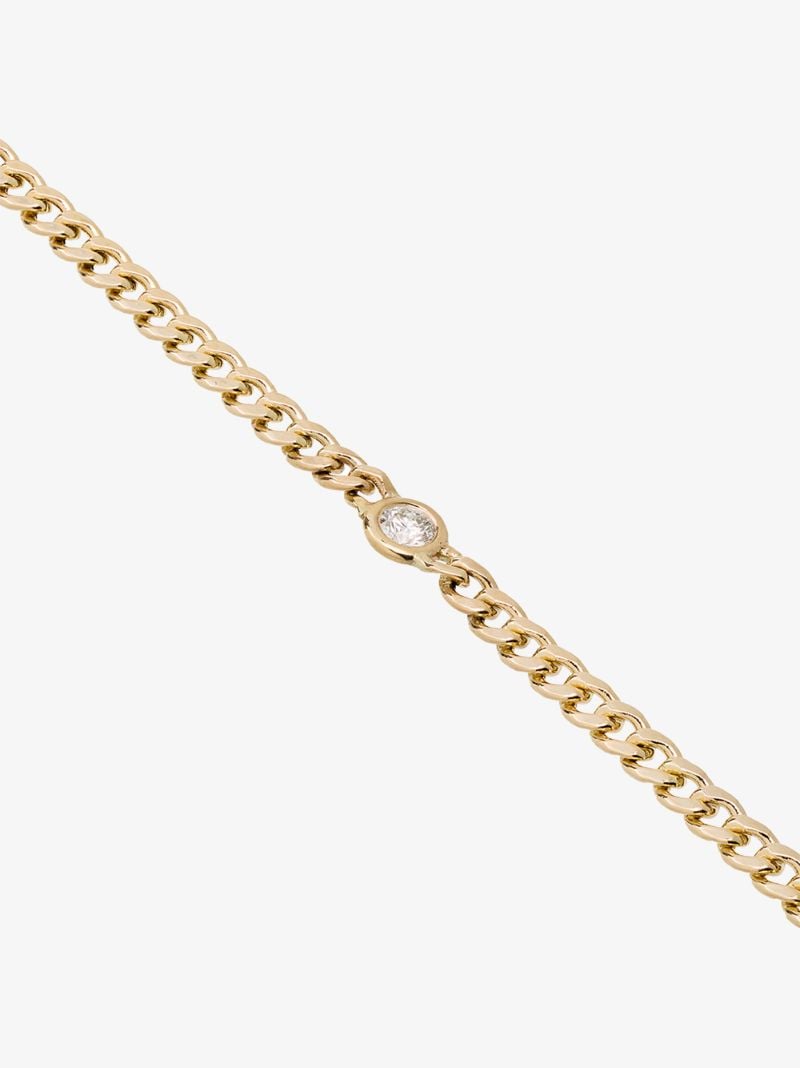 14k Yellow Gold Curb Chain Diamond Bracelet