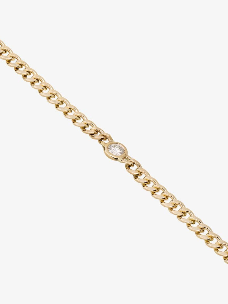 14k Yellow Gold Curb Chain Diamond Bracelet