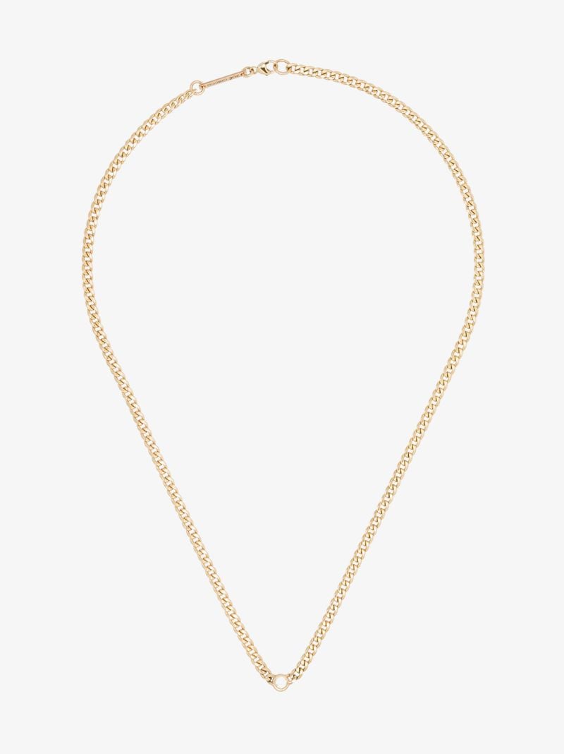 14k Yellow Gold Curb Chain Diamond Necklace