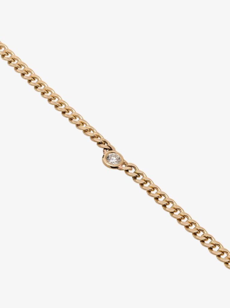 14k Yellow Gold Curb Chain Diamond Necklace