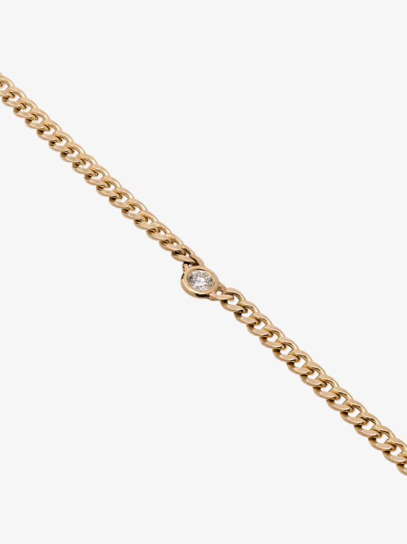 14k Yellow Gold Curb Chain Diamond Necklace