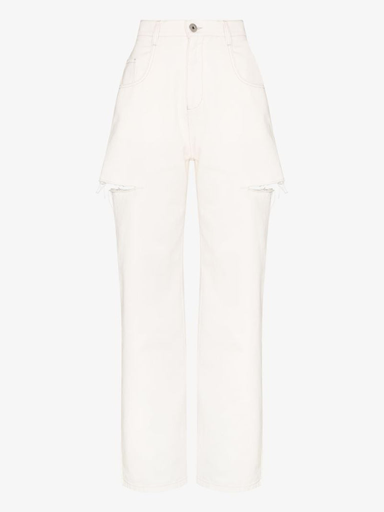Side Slit Curved Leg Jeans