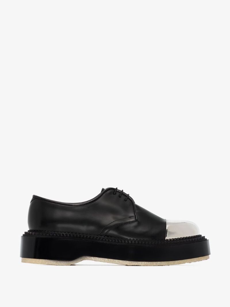 X Undercover Black Metal Cap Derby Shoes