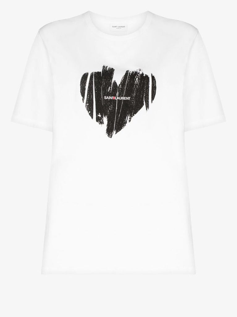 White Heart Logo Print T-shirt