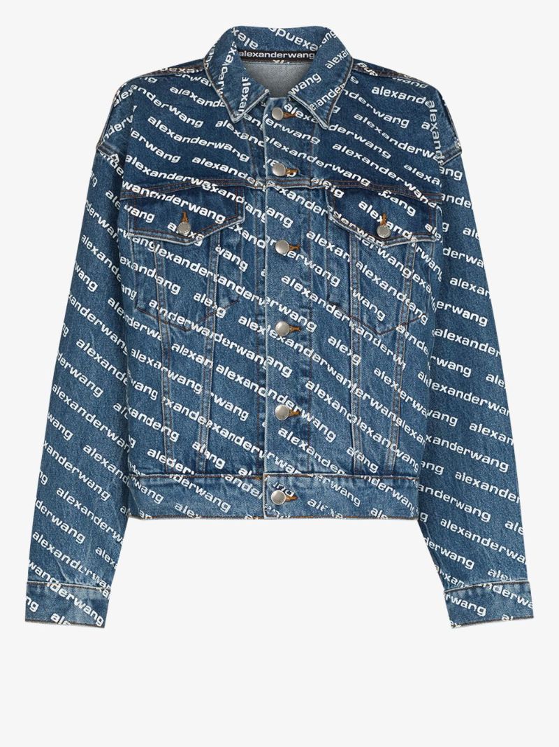 Blue Game Logo Print Denim Jacket