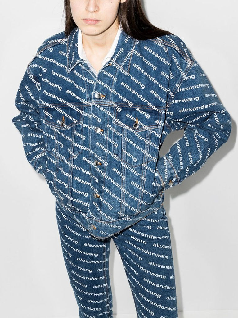 Blue Game Logo Print Denim Jacket