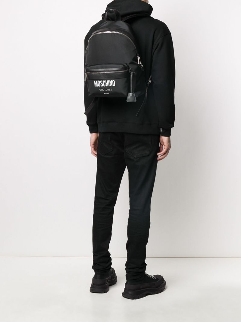 Logo-print Leather-trim Backpack