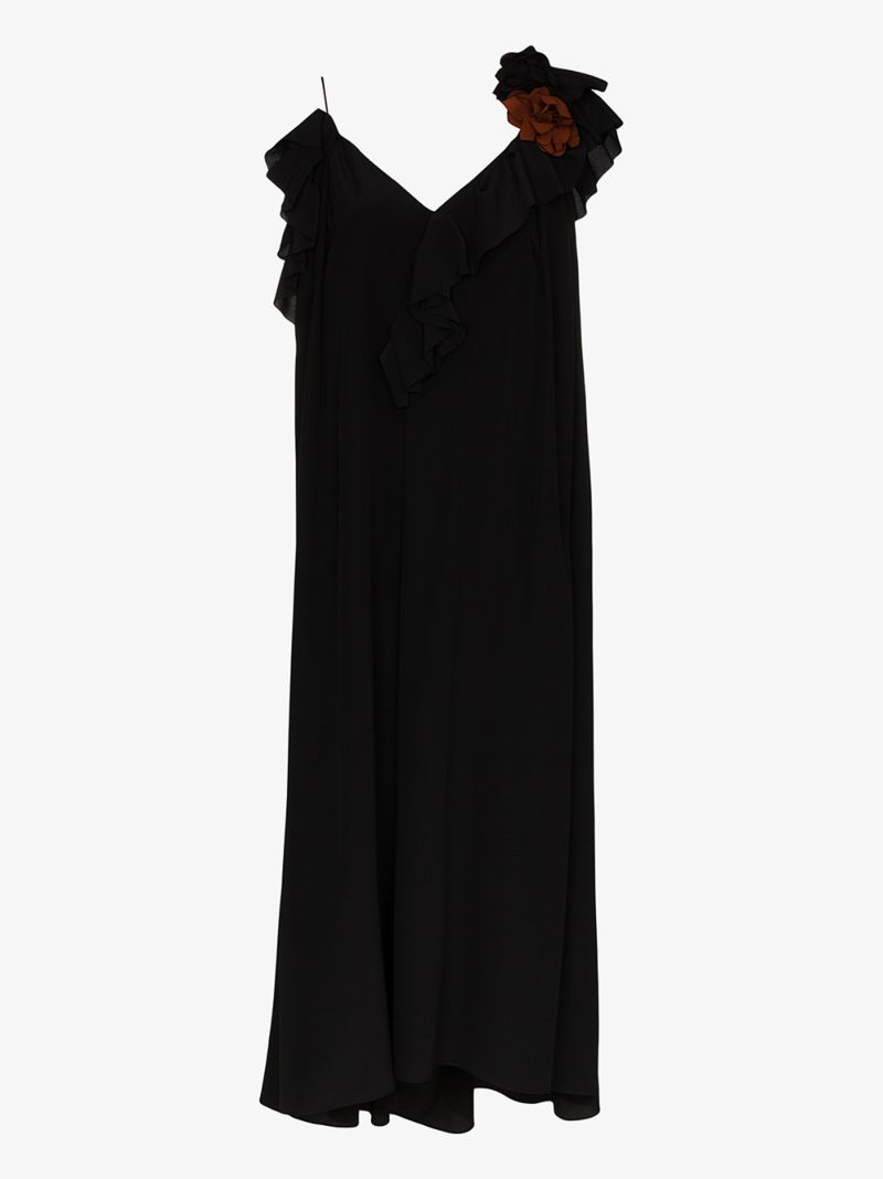 Ruffle Trim Midi Dress
