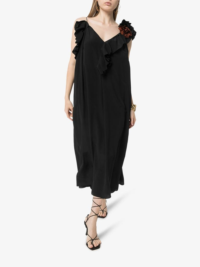 Ruffle Trim Midi Dress