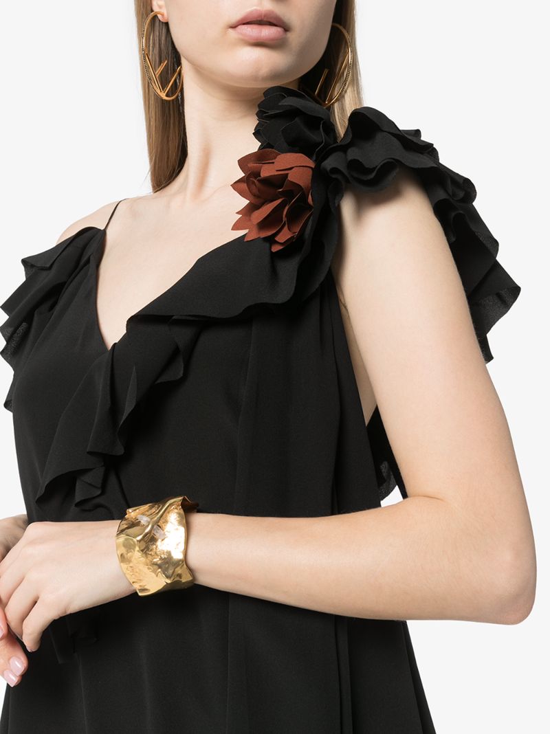 Ruffle Trim Midi Dress