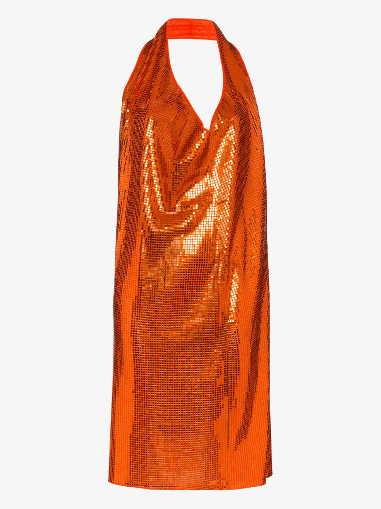 Cowl Neck Mirror Gathered Midi Dress