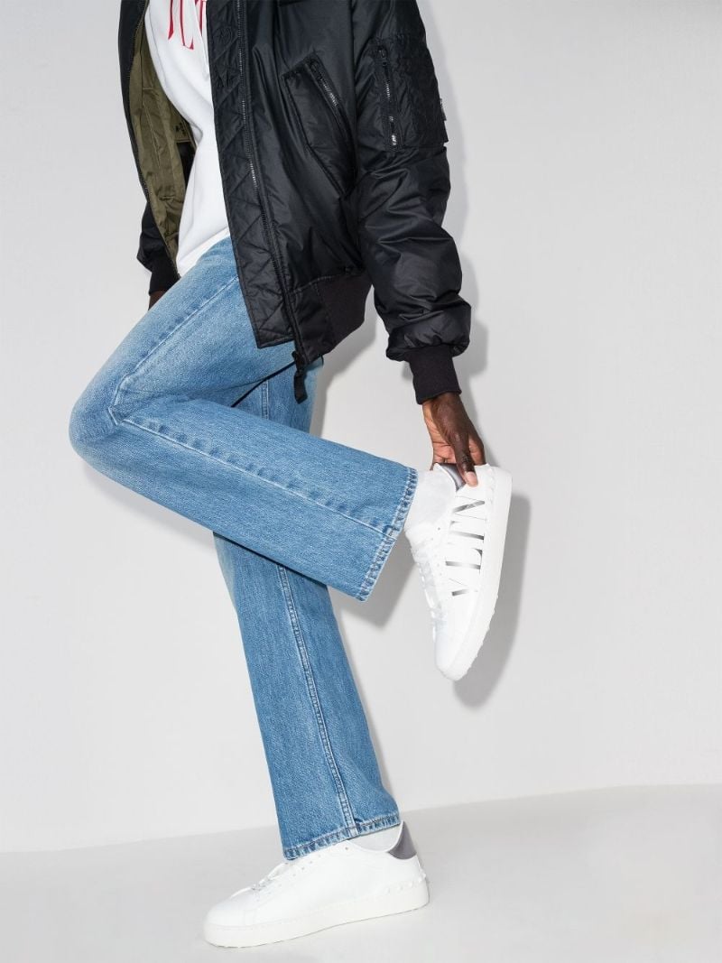 White Open Vltn Low Top Leather Sneakers