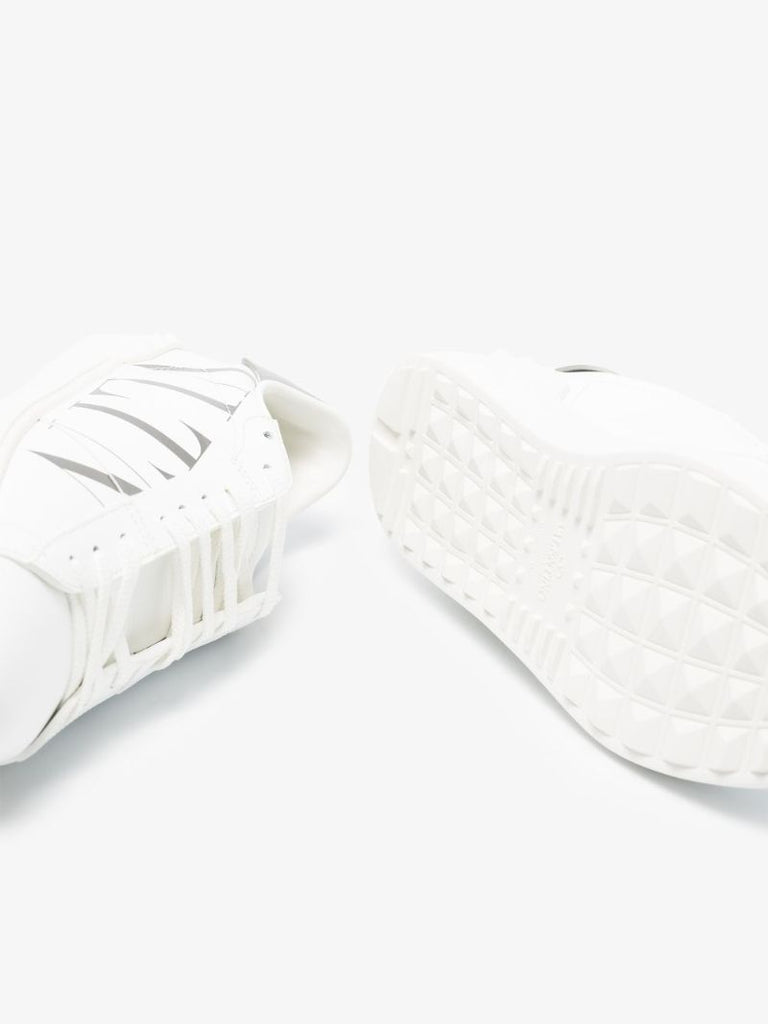 White Open Vltn Low Top Leather Sneakers