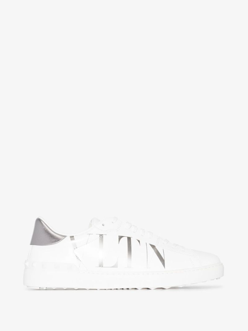 White Open Vltn Low Top Leather Sneakers