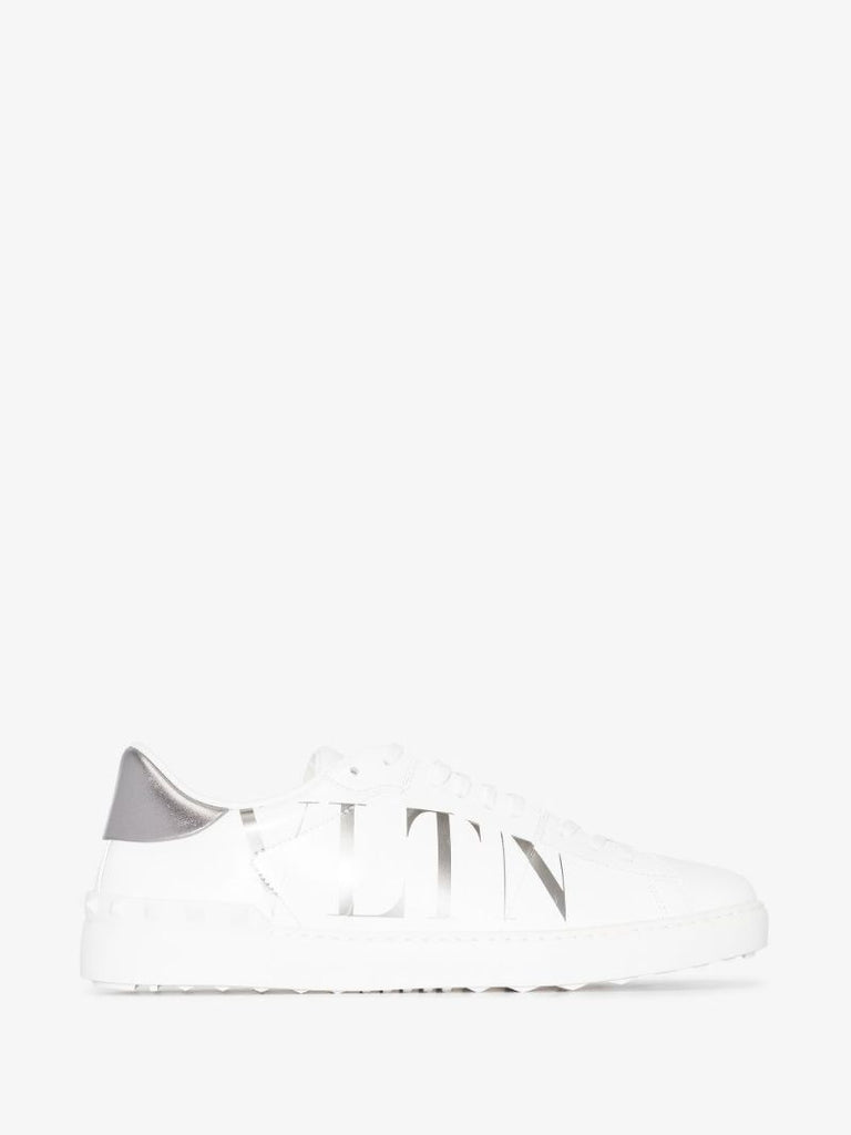 White Open Vltn Low Top Leather Sneakers