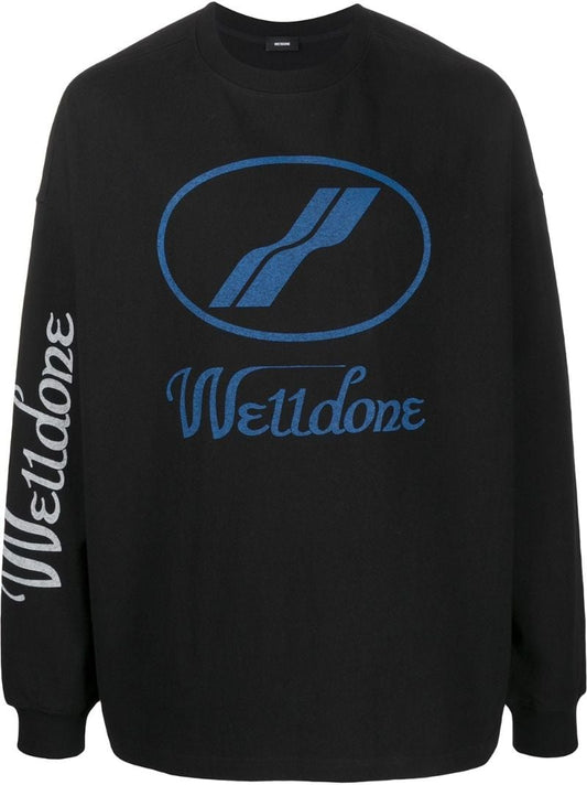 Black Logo Print Long Sleeve Top