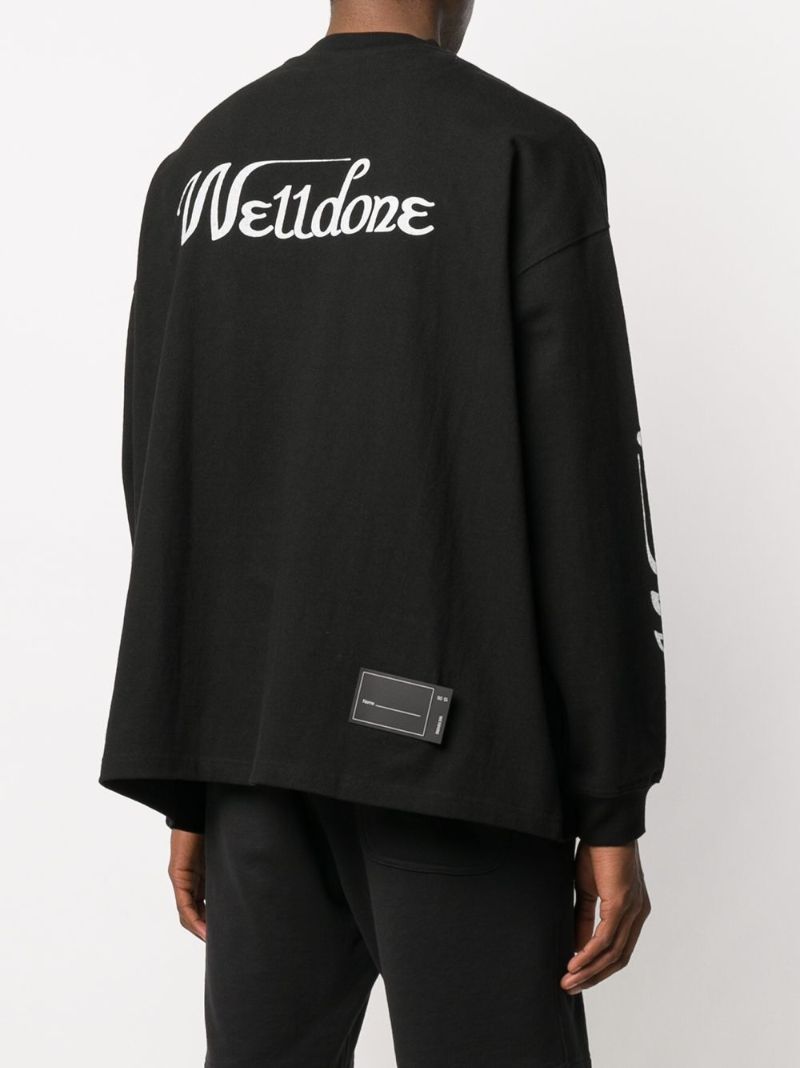 Black Logo Print Long Sleeve Top