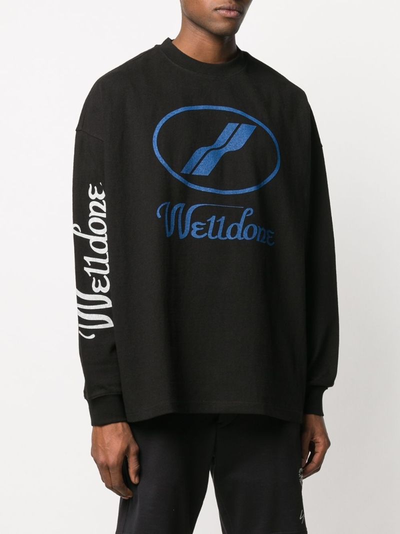 Black Logo Print Long Sleeve Top