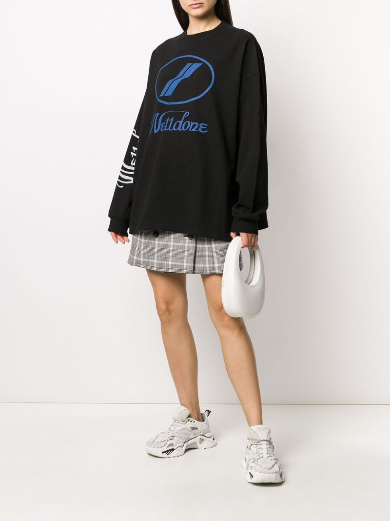 Black Logo Print Long Sleeve Top