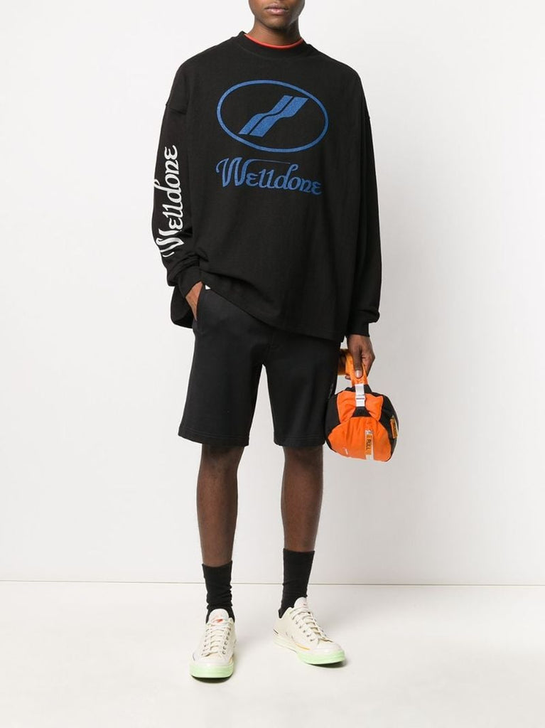 Black Logo Print Long Sleeve Top