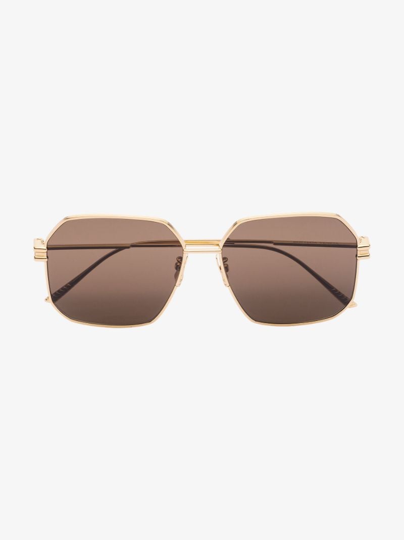 Gold Tone Square Frame Sunglasses
