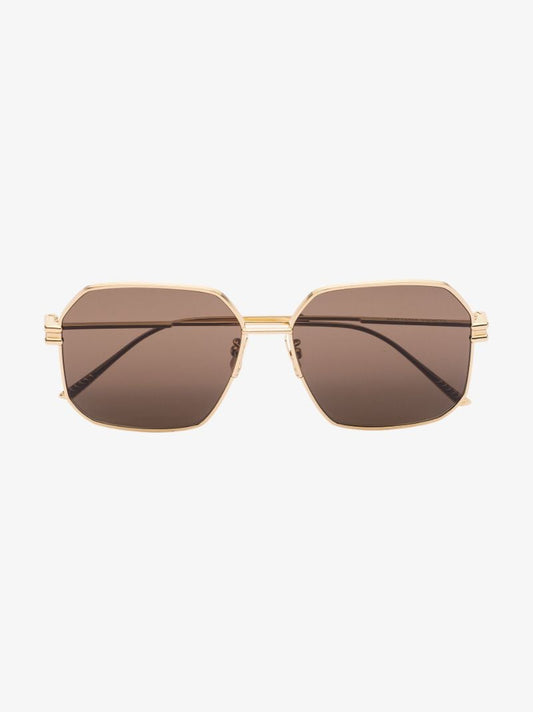 Gold Tone Square Frame Sunglasses