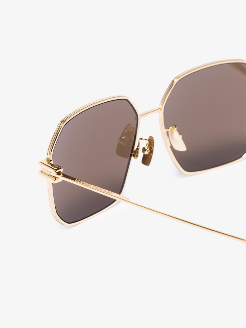 Gold Tone Square Frame Sunglasses