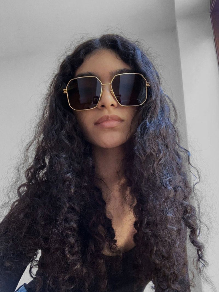 Gold Tone Square Frame Sunglasses