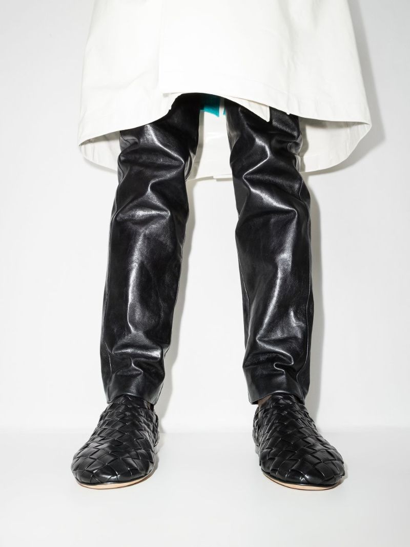 Black Leather Slippers