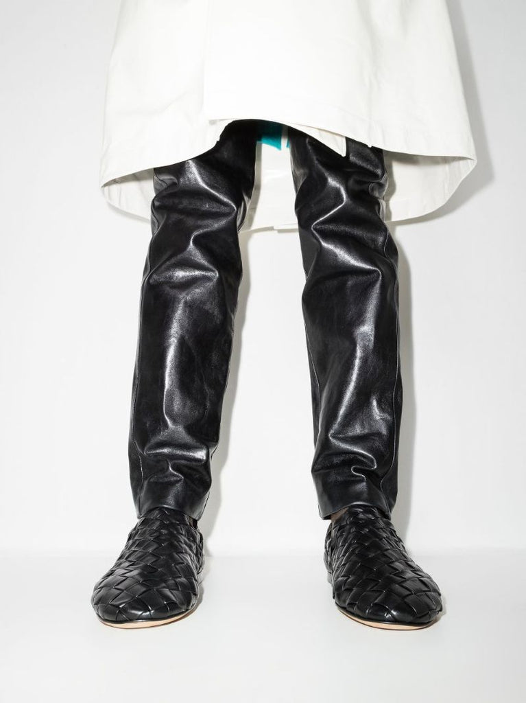 Black Leather Slippers