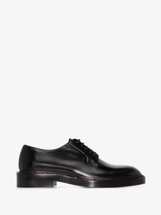 Black Rockstud Leather Derby Shoes