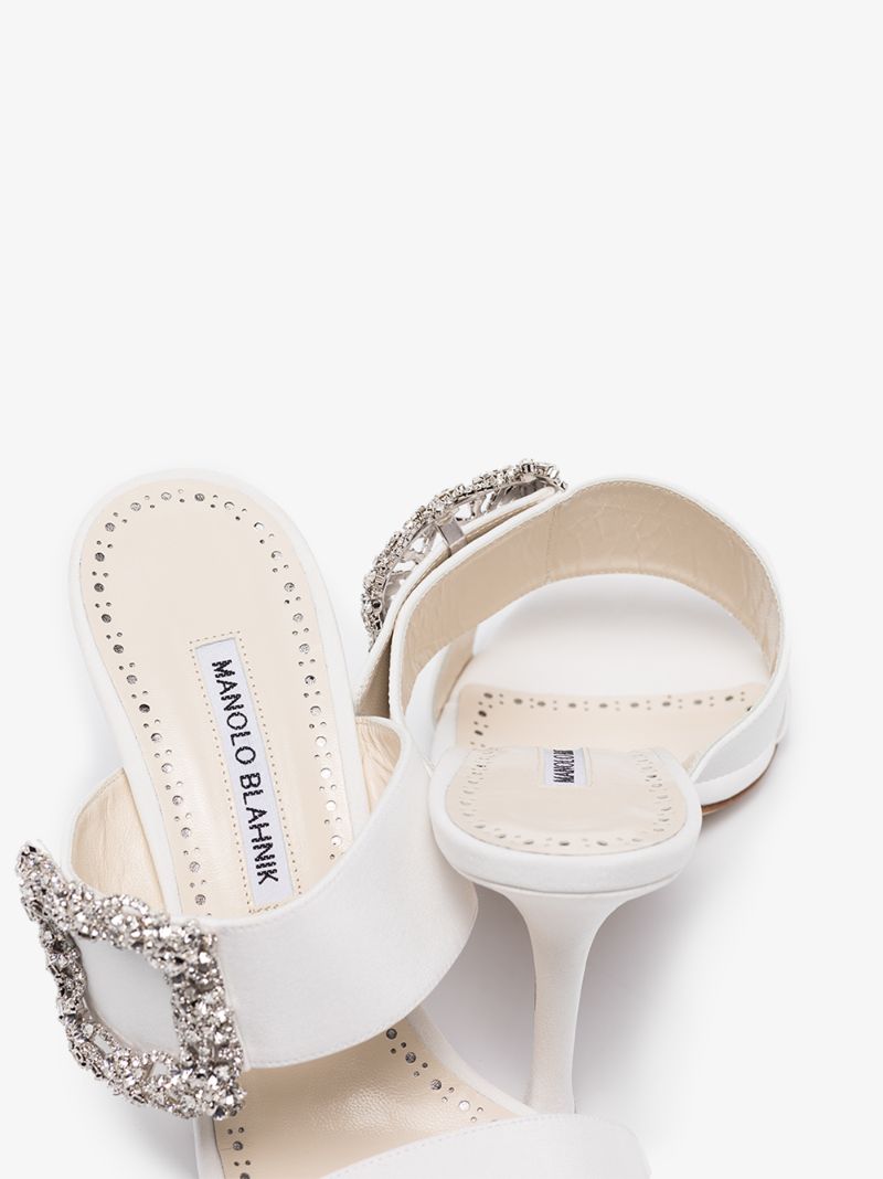 White Gable Jewel 90 Double Strap Sandals