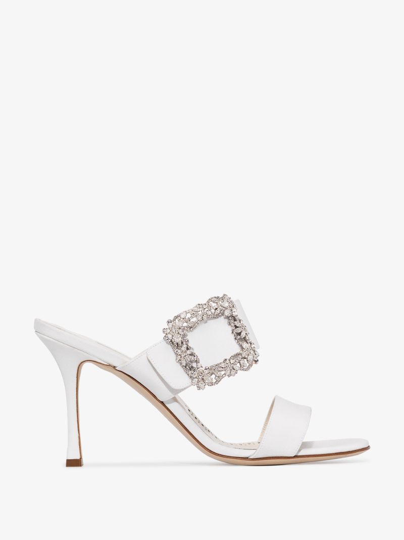 White Gable Jewel 90 Double Strap Sandals