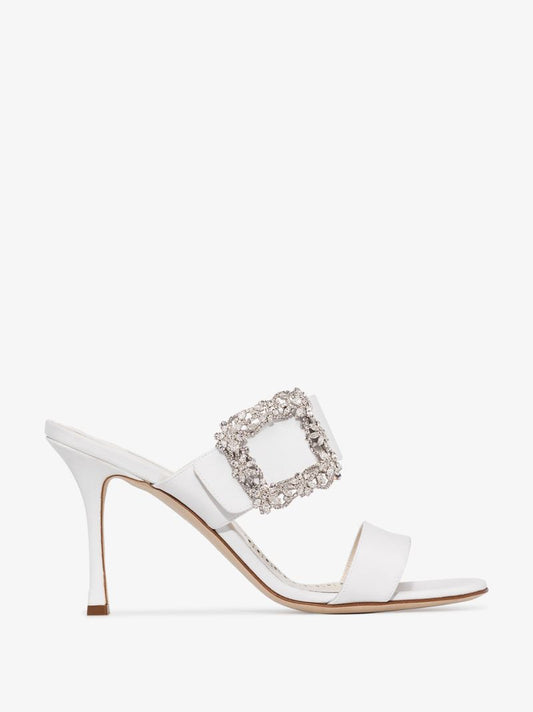 White Gable Jewel 90 Double Strap Sandals